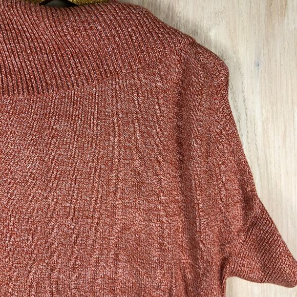 Cabi Orange Marled Knit Pullover Sweater XS Dolman Sleeve Fold Over Neck Cozy - Picture 7 of 12